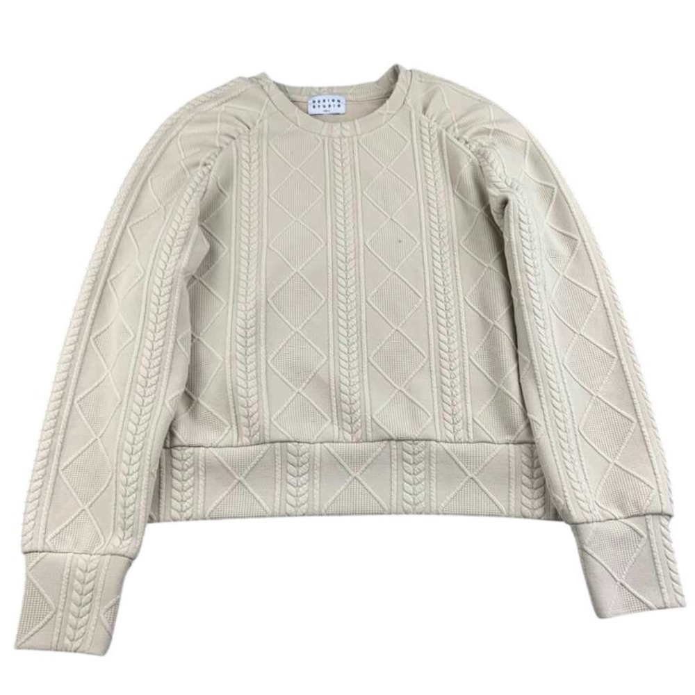 Sae-A Design‎ Studio Sweater Sample Women M Cream Textured Pullover Crew Neck